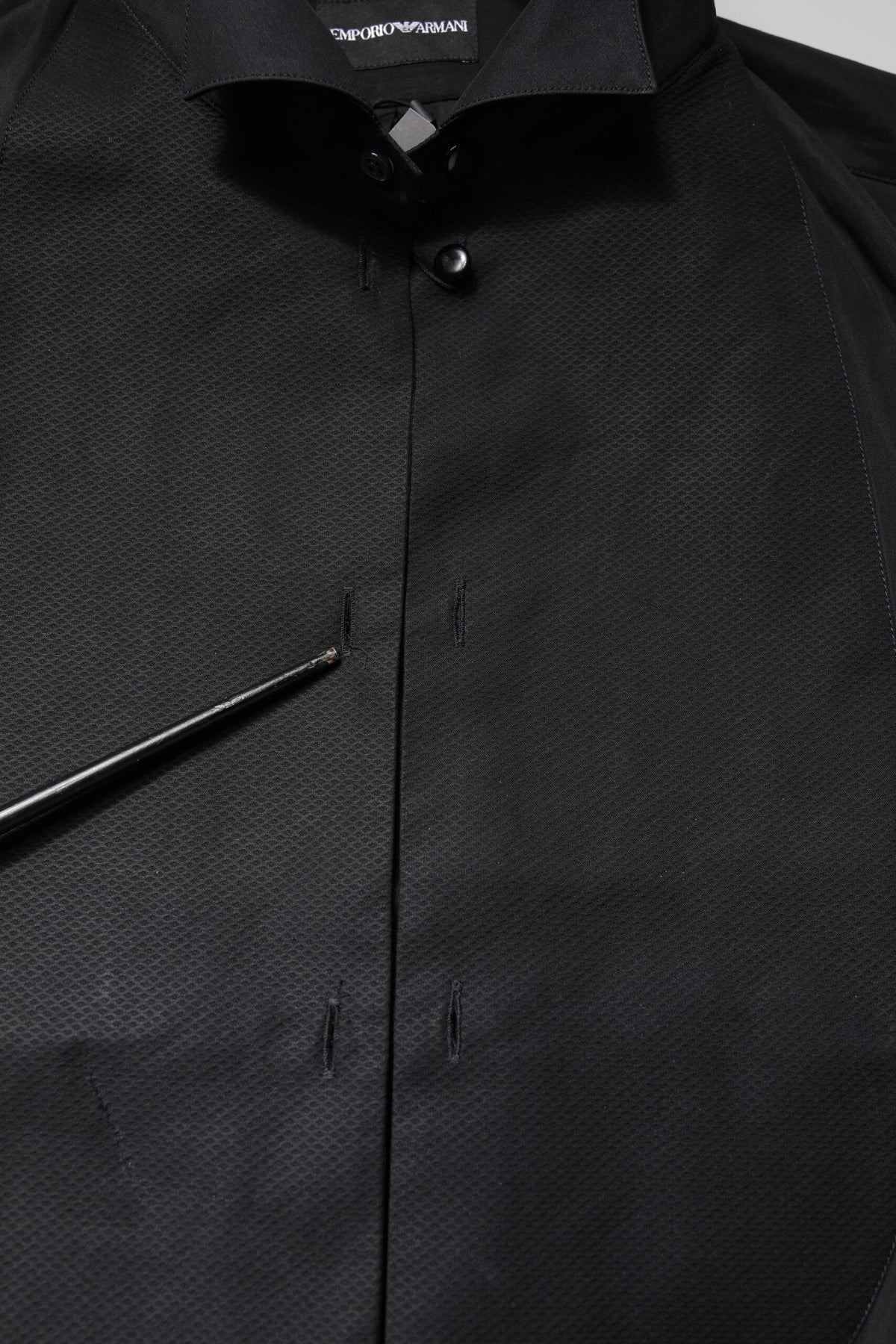 Emporio Armani Black Cotton Long Sleeves Formal Dress Shirt