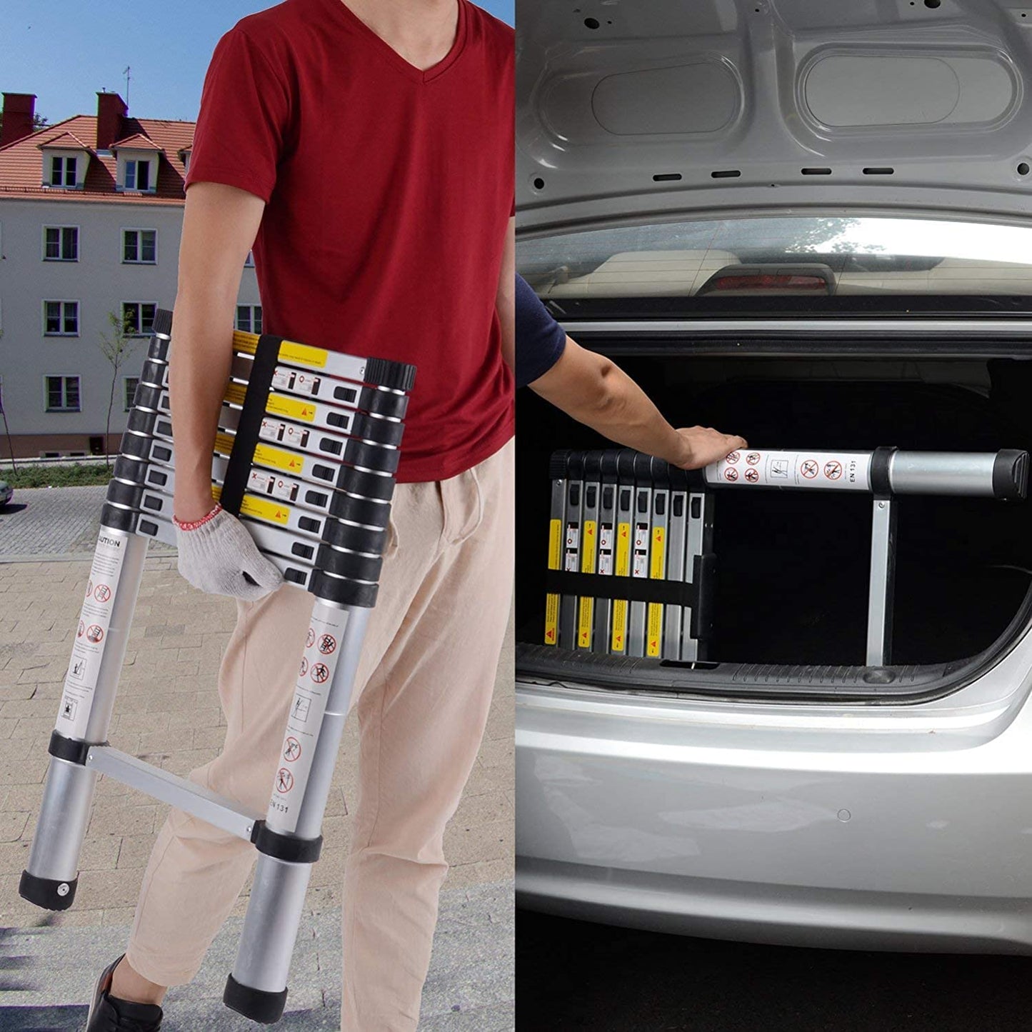Ladder Telescopic Aluminium Extension Ladder 2.9m