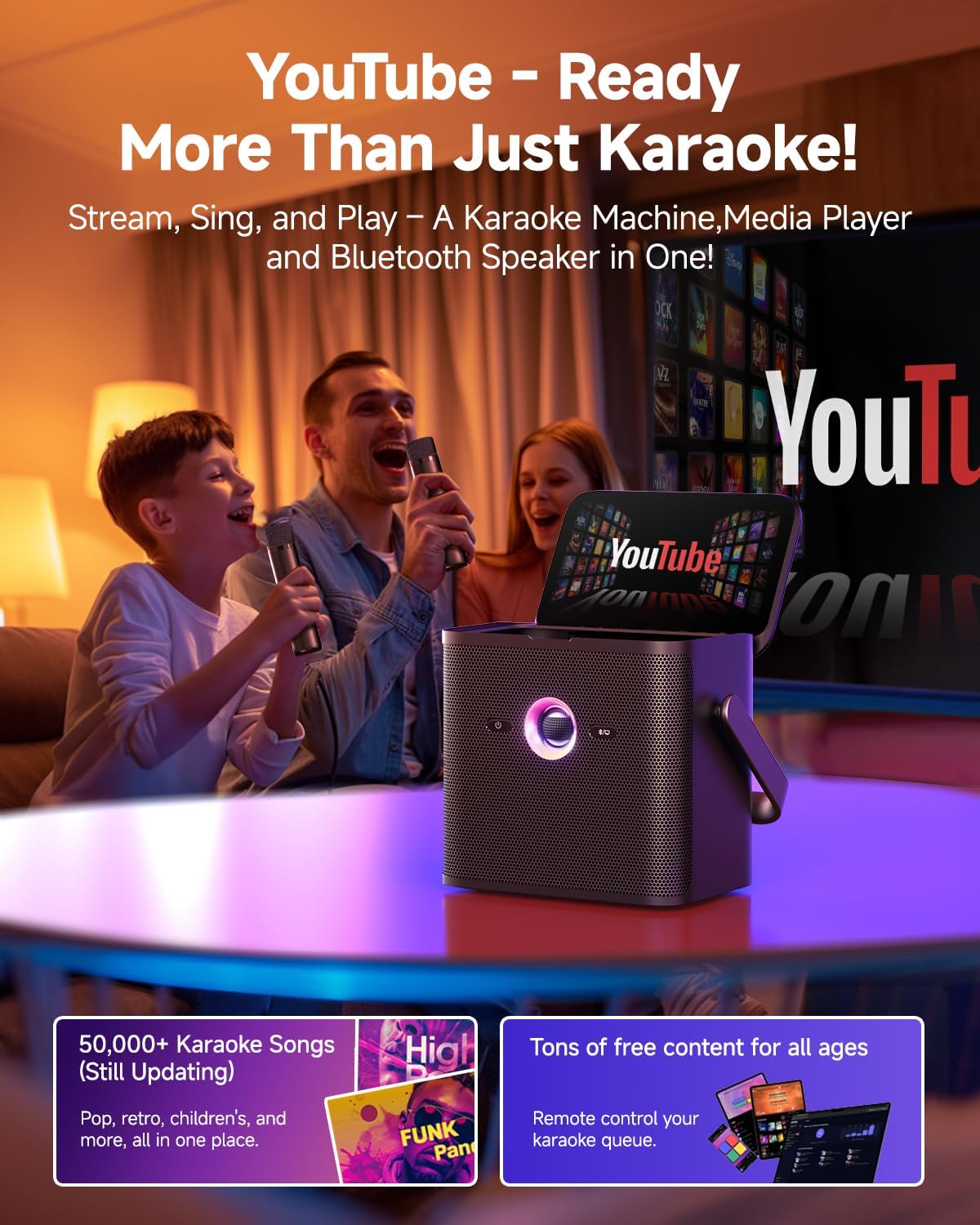 Ikarao S3 Karaoke Machine System With 7″ Touch Screen Wireless Mic