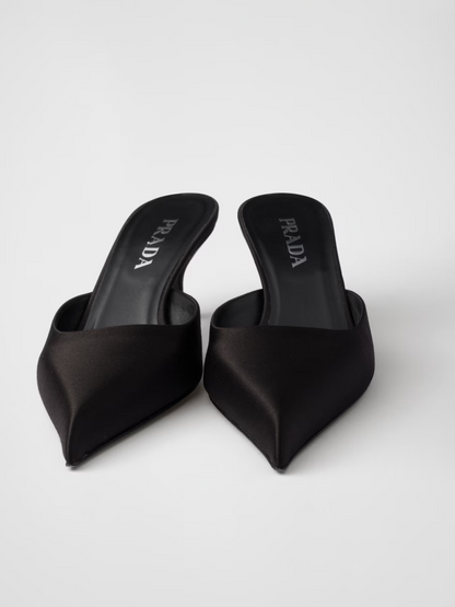 Prada Black Satin Sabot