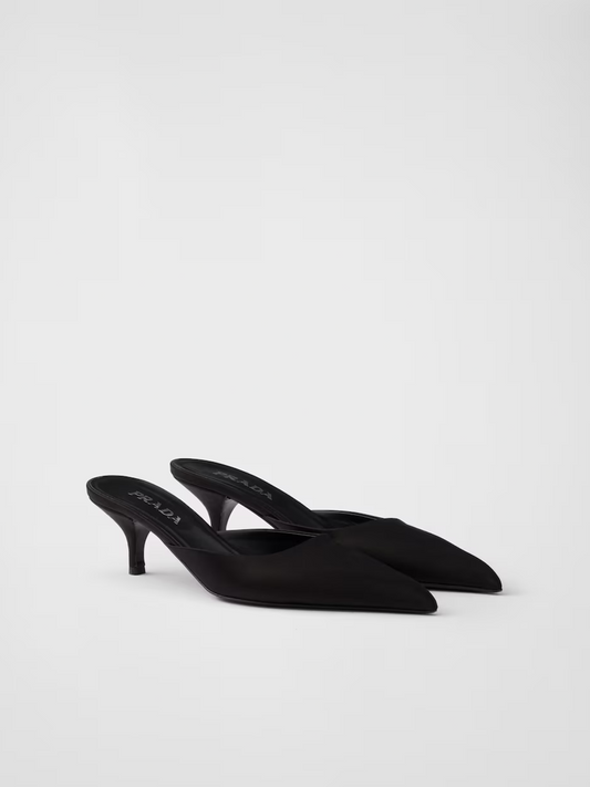 Prada Black Satin Sabot