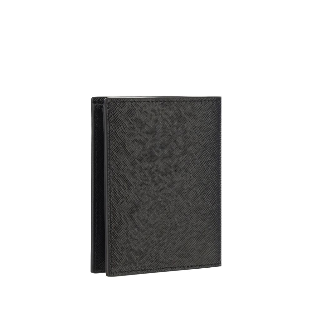 Prada Black Calf Leather Bos Taurus Wallet