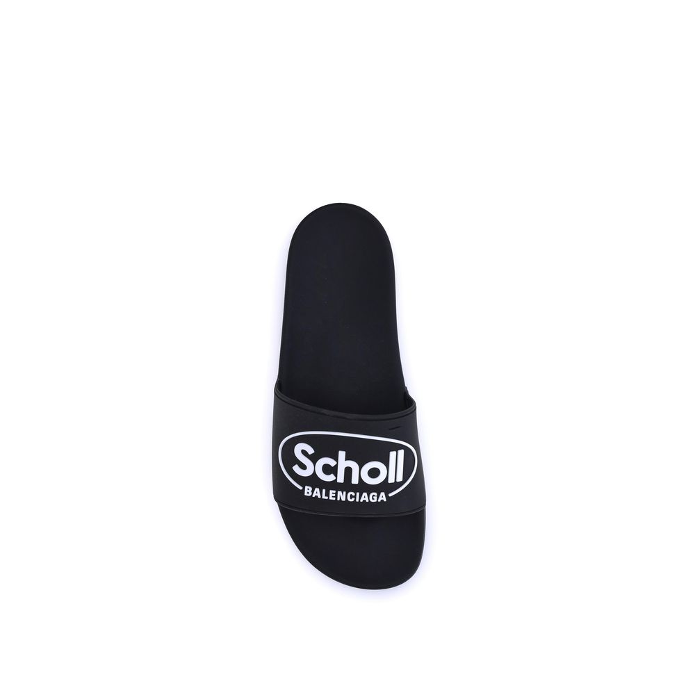 Balenciaga Black Rubber Flat Sandals