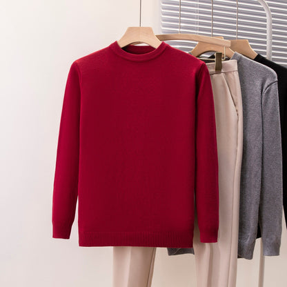 Round Neck Sweater Men's Solid Color Casual Bottoming Sweater