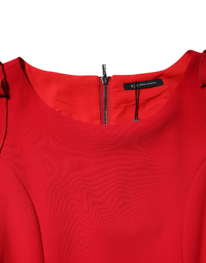 Armani Exchange Red Above Knee Long Sleeves Sheath Dress