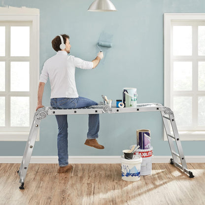 Ladder Multi Purpose 4.7m with two platforms folding ladder