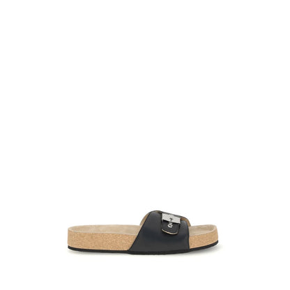 Balenciaga Black Calf Leather Bos Taurus Flat Sandals