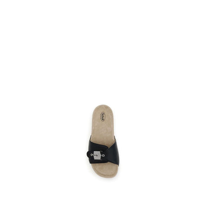Balenciaga Black Calf Leather Bos Taurus Flat Sandals