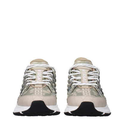 Versace Green Fabric Low Top Sneakers