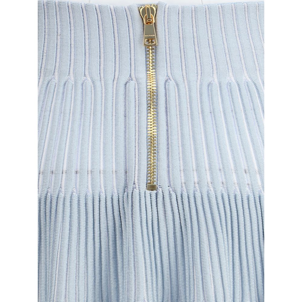 Balmain Blue Viscose Mini Skirt