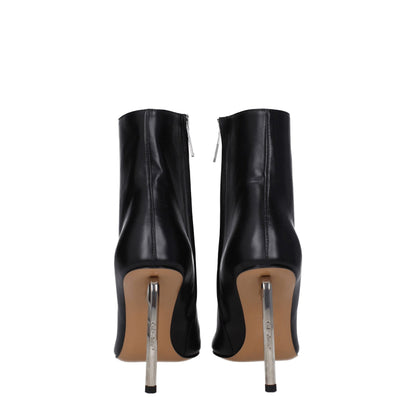 Off-White Black Leather Ankle Boots