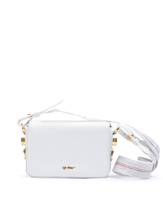 Off-White White/Gold  Metallic Stripe Mini Crossbody Bag