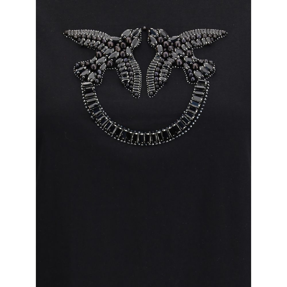 PINKO Black Cotton T-Shirt