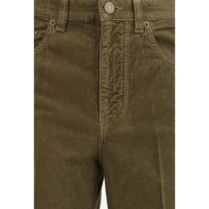 Saint Laurent Bicolor Cotton Casual Pants