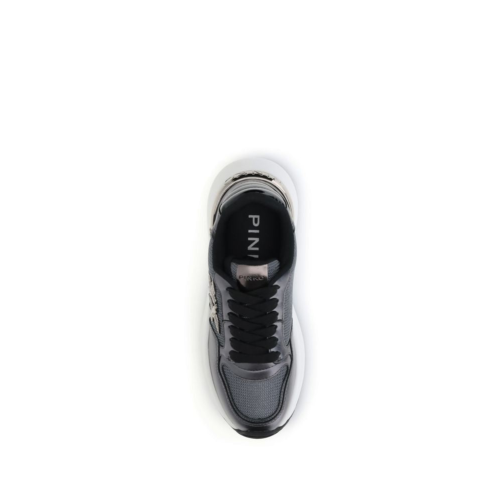 PINKO Gray Fabric Low Top Sneakers
