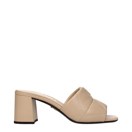 Prada Beige Leather Slippers