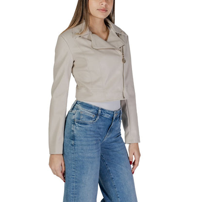 Guess Beige Polyethylene Biker Jacket