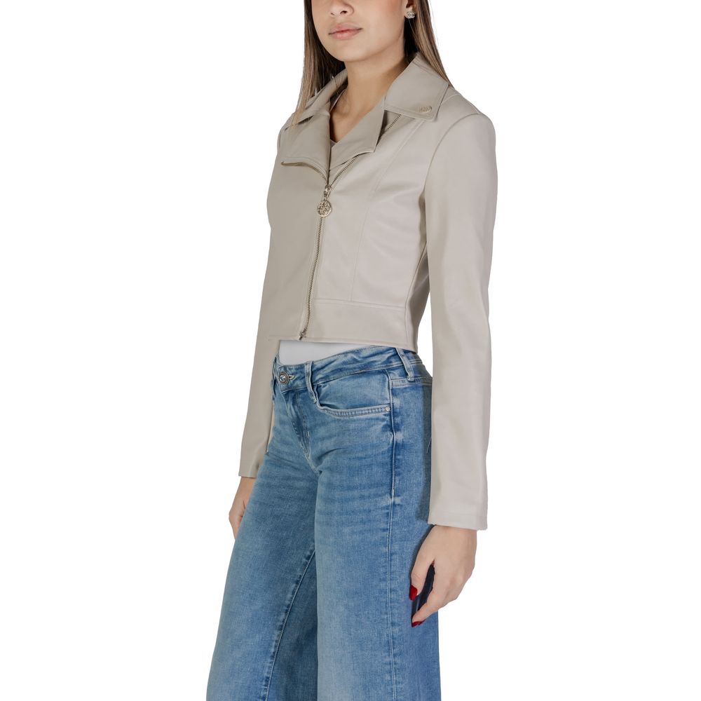 Guess Beige Polyethylene Biker Jacket