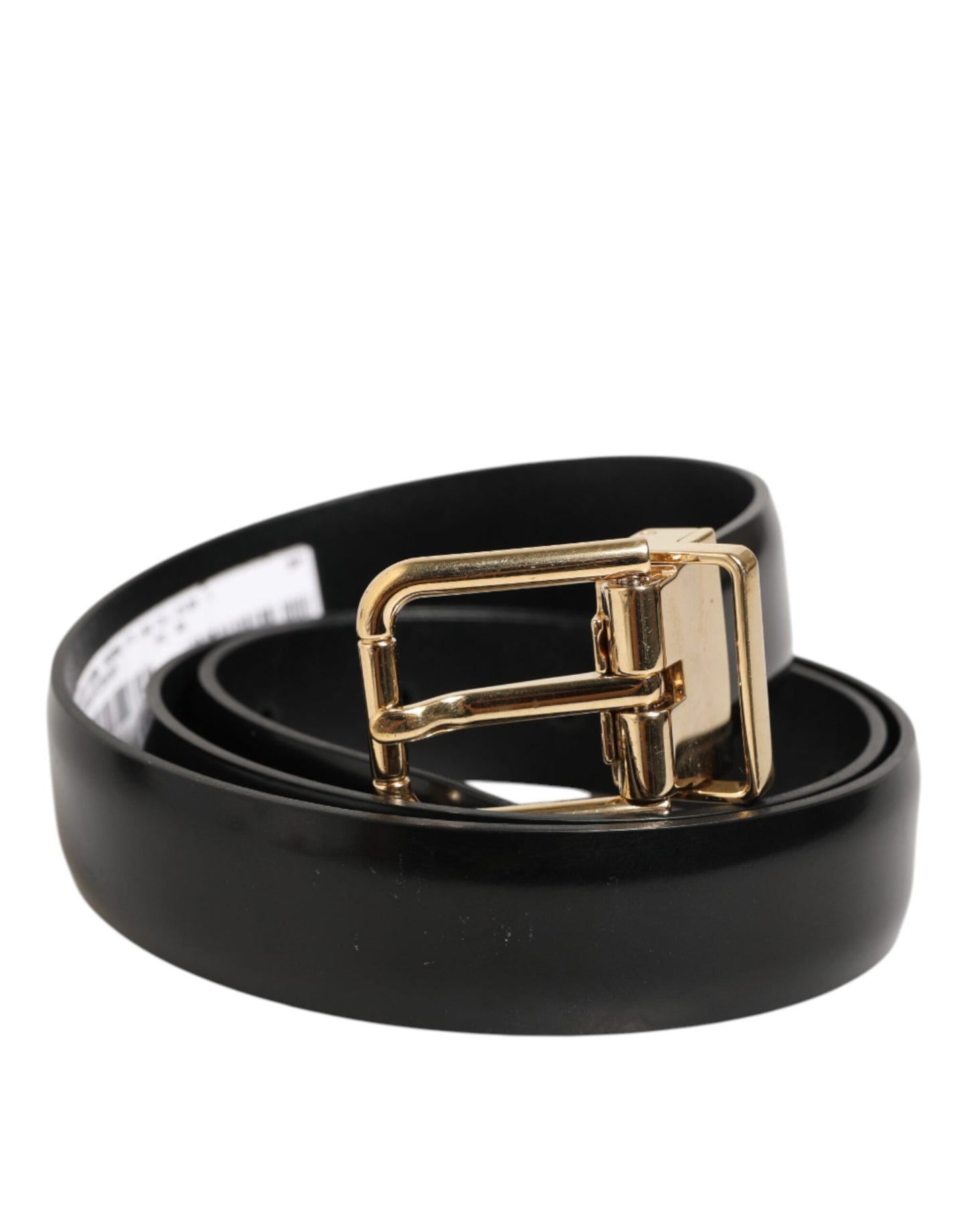 mens black dress belt with gold buckle Dolce & Gabbana Black Classic Leather Gold-Tone Buckle Belt – SMARTMARTNZ