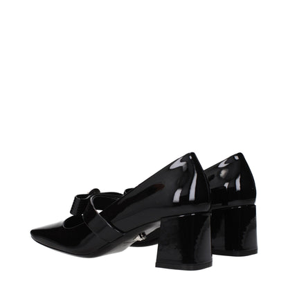 Versace Black Leather Mid Heel Pumps