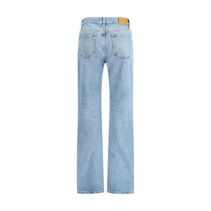 Saint Laurent Blue Cotton Straight-Leg Jeans