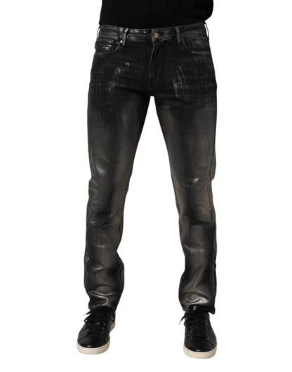 Emporio Armani Black Washed Slim Fit Men Denim Trouser Jeans