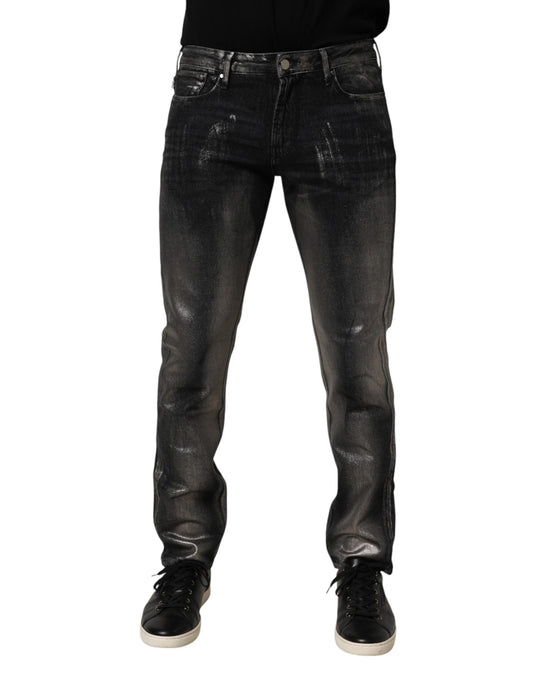 Emporio Armani Black Washed Slim Fit Men Denim Trouser Jeans