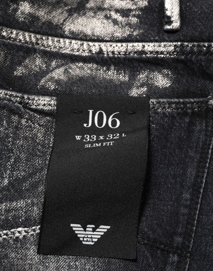 Emporio Armani Black Washed Slim Fit Men Denim Trouser Jeans