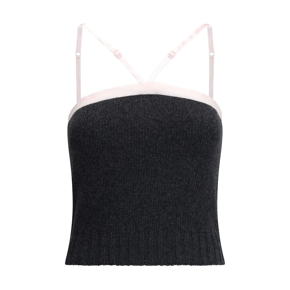 Prada Gray Fleece Wool Top