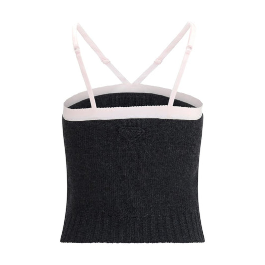 Prada Gray Fleece Wool Top