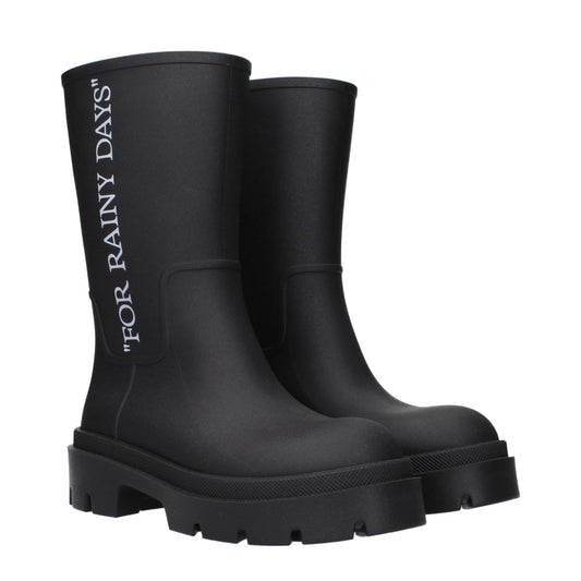 Off-White Black Cotton Ankle Boots
