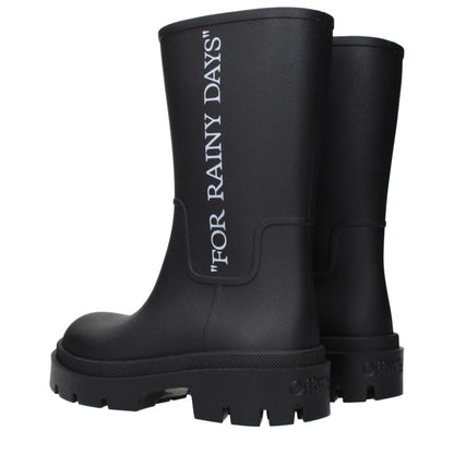 Off-White Black Cotton Ankle Boots