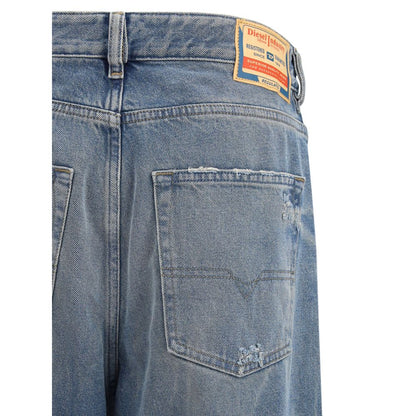 Diesel Blue Cotton Relaxed Fit Jeans