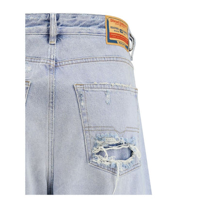 Diesel Blue Cotton Relaxed Fit Jeans