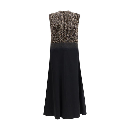 Prada Black Fleece Wool Casual Dress
