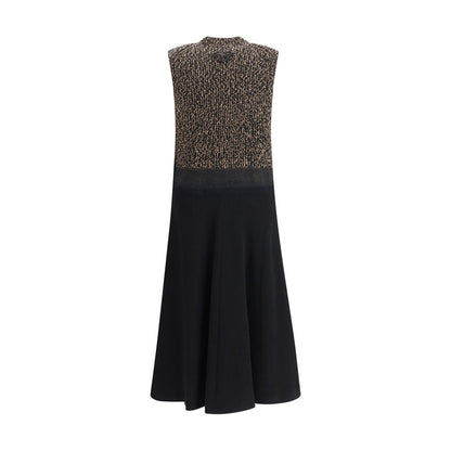Prada Black Fleece Wool Casual Dress