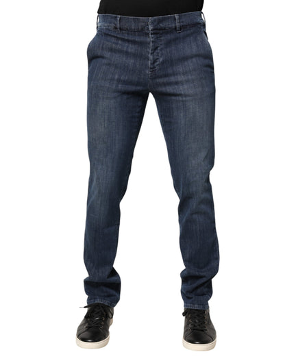 Prada Dark Blue Mid Waist Skinny Fit Men Denim Trouser Jeans