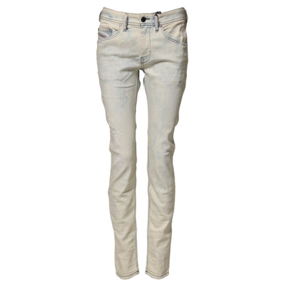Diesel White Mid Waist Skinny Denin Casual Cotton Trouser Jeans