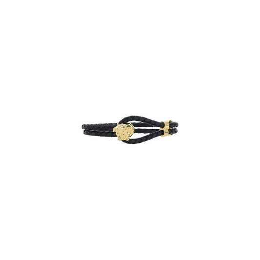 Versace Black Calf Leather Bos Taurus Bracelet