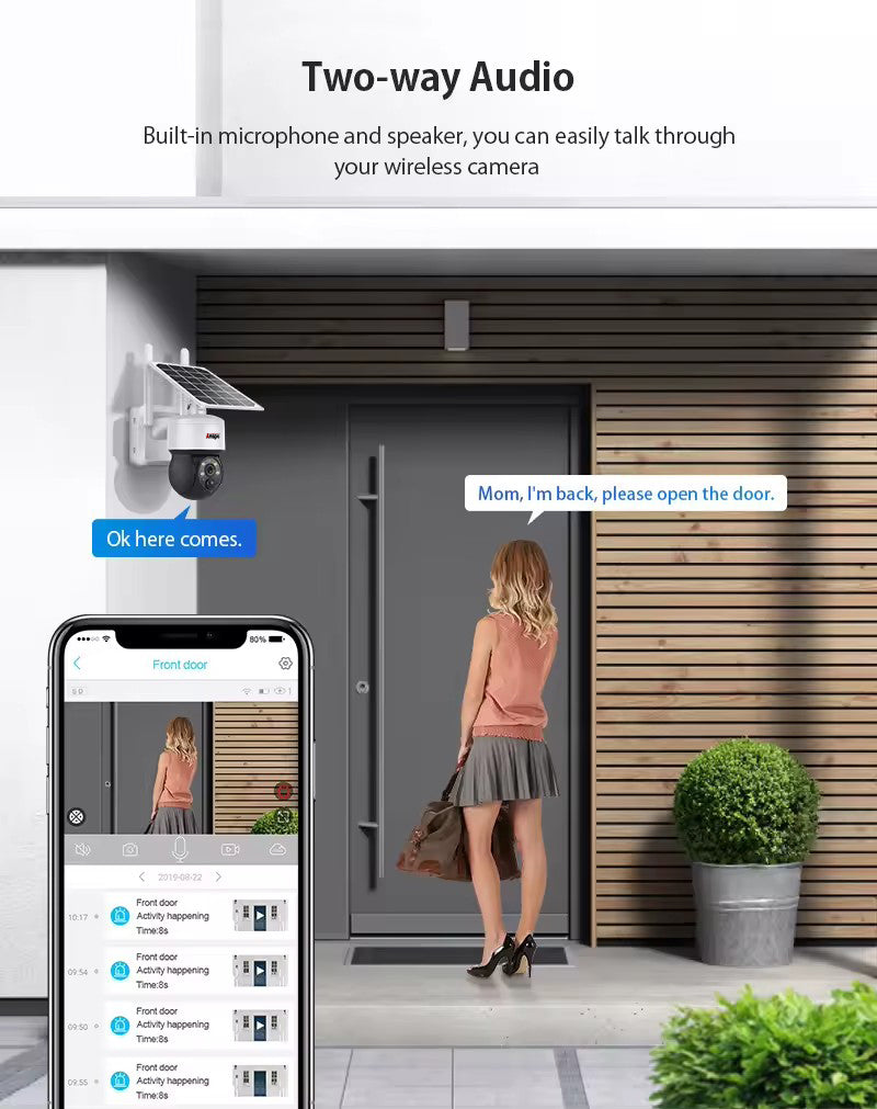Anspo 4G SIM SOLAR security camera wireless free batteries and 64GB card Black