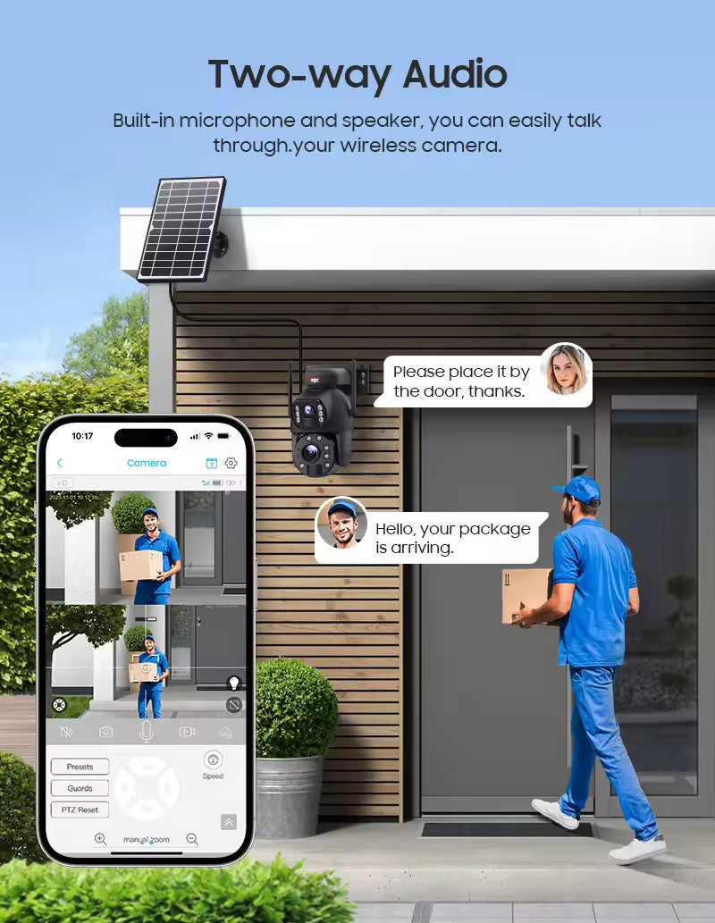 Dual camera 4G SIM SOLAR security camera wireless free batteries with 64GB card