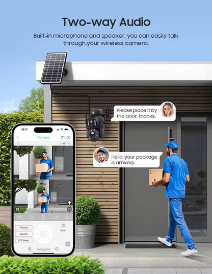 Dual camera 4G SIM SOLAR security camera wireless free batteries with 64GB card