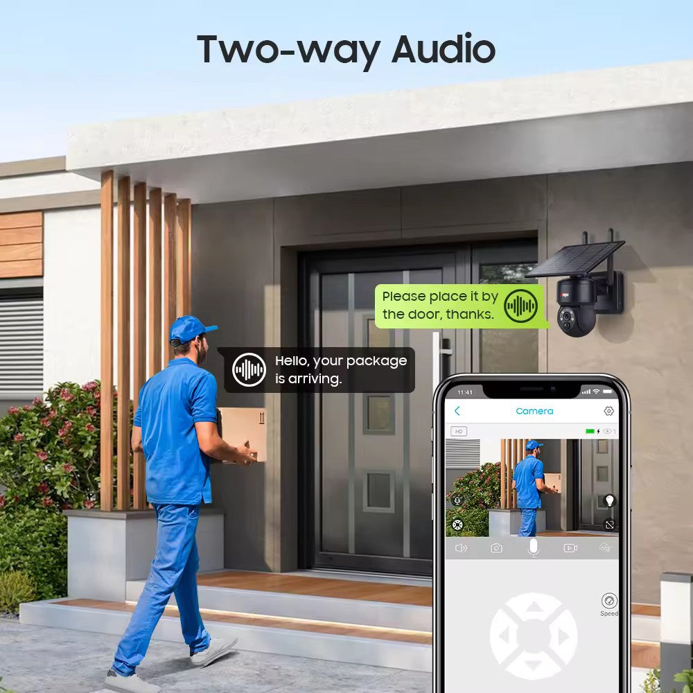 Anspo 4G SIM SOLAR security camera wireless free batteries and 64GB card Black