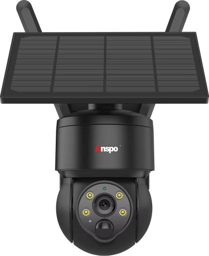 Anspo 4G SIM SOLAR security camera wireless free batteries and 64GB card Black