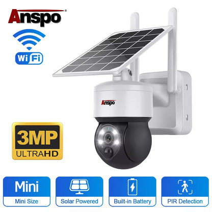 Anspo 4G SIM SOLAR security camera wireless free batteries and 64GB card White