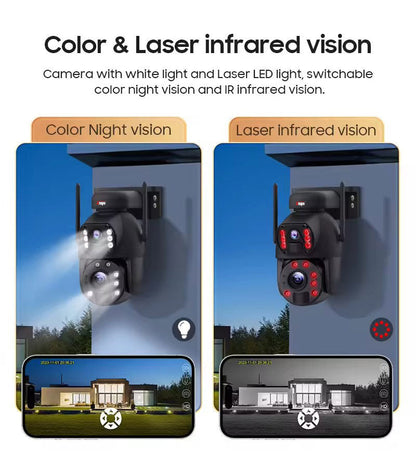 Dual camera WIFI SOLAR security camera wireless free batteries with 64GB card
