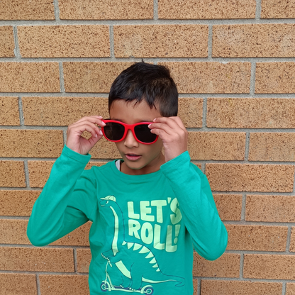 Wai Classic Red+Black — Retro Kids Sunglasses Ages 5+
