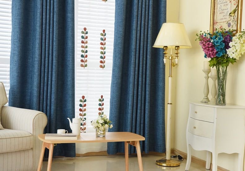 One pair of Readymade Curtains blockout drapes Blue- 8 sizes
