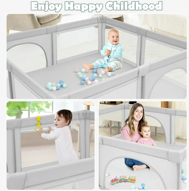 Baby Playpen light grey 180x150cm