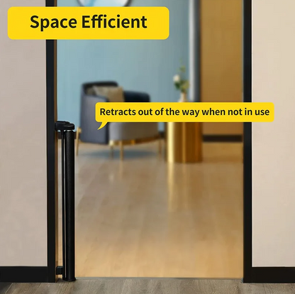 Baby retractable safety gate Black